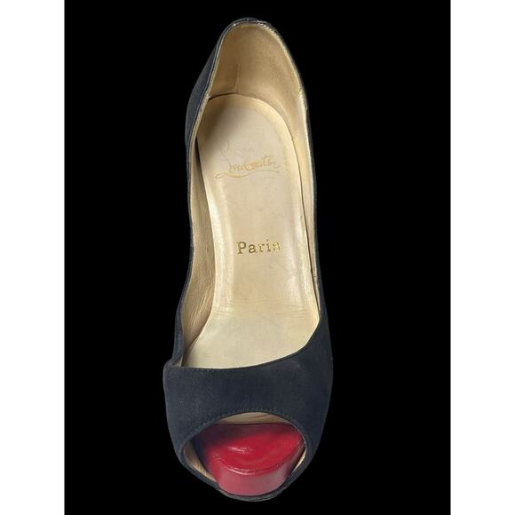 Christian Louboutin Red Open Toe Black Suede Heels 36EU (6W) COA - Picture 3 of 16